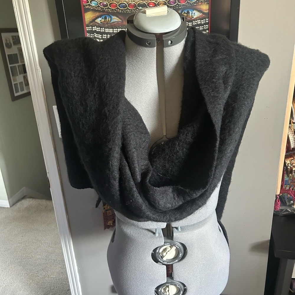 Gently Worn Black Wrap. Faux Wool.
